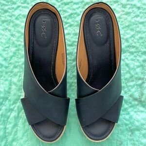 b.o.c. Navy Blue Crisscross Slip-On Espadrille Mules